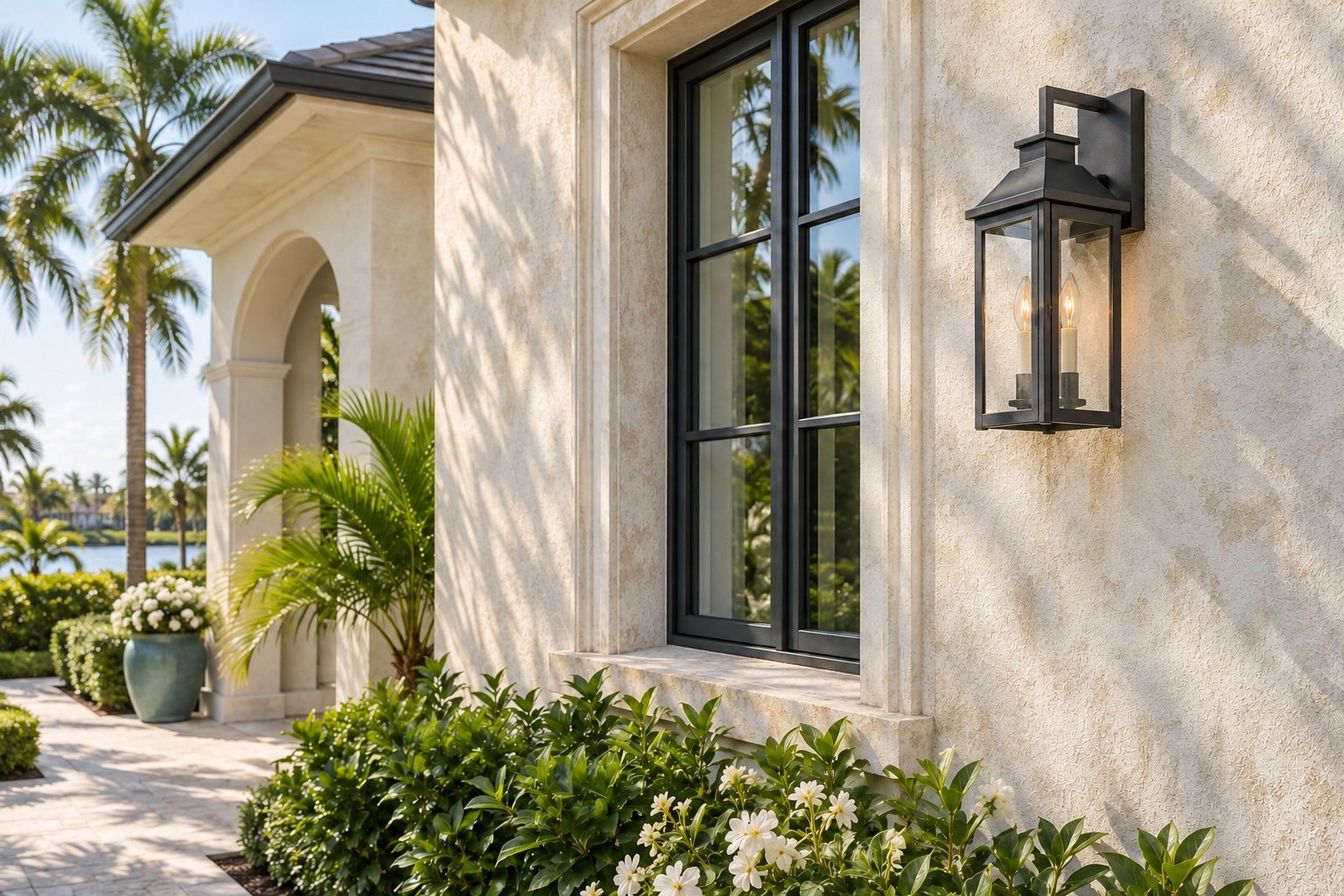 Illustrative stucco surface texture and cosmetic wear.