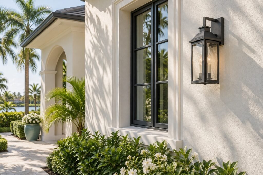 Illustrative stucco exterior wall and finish detail.